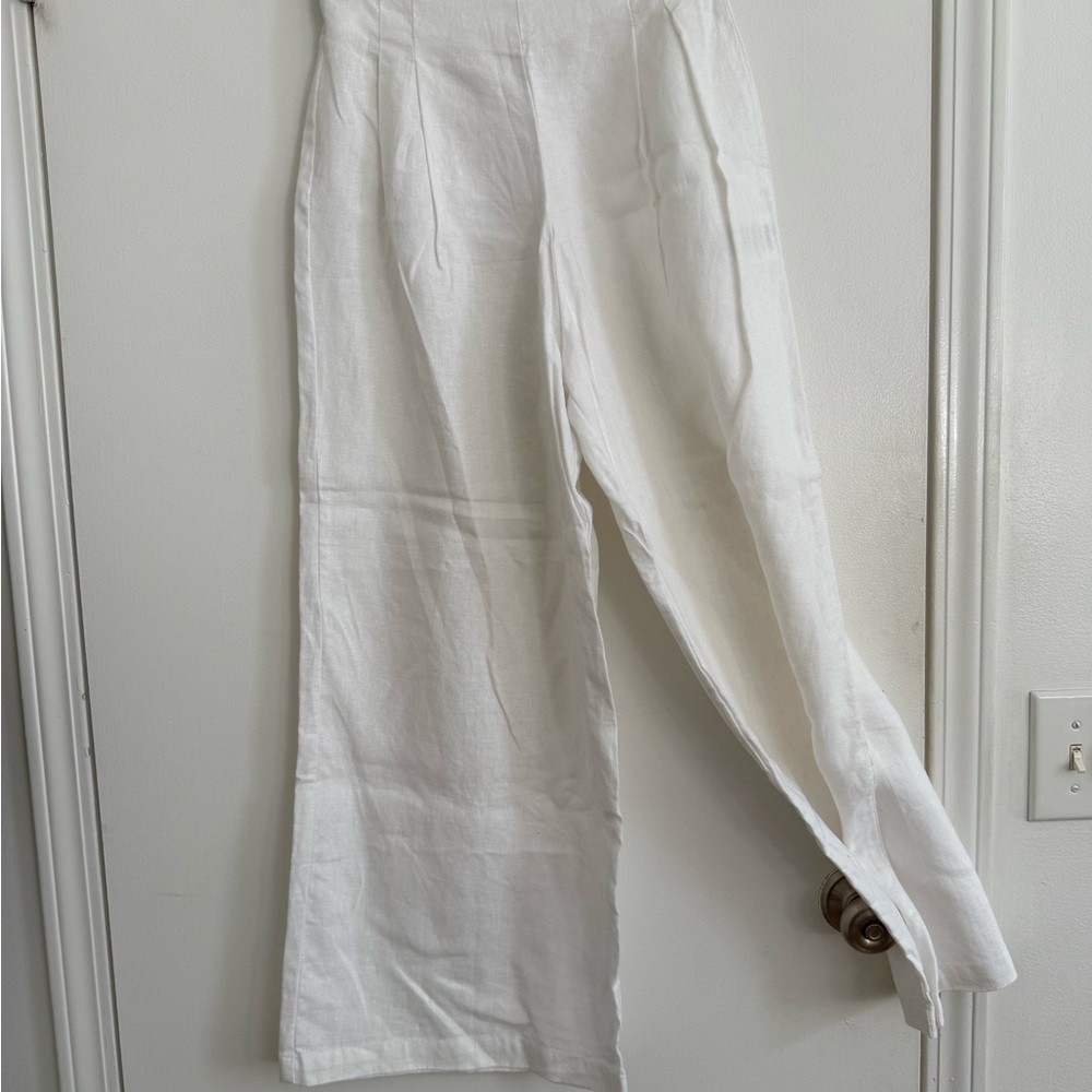 Faithfull the Brand white linen wide leg pants